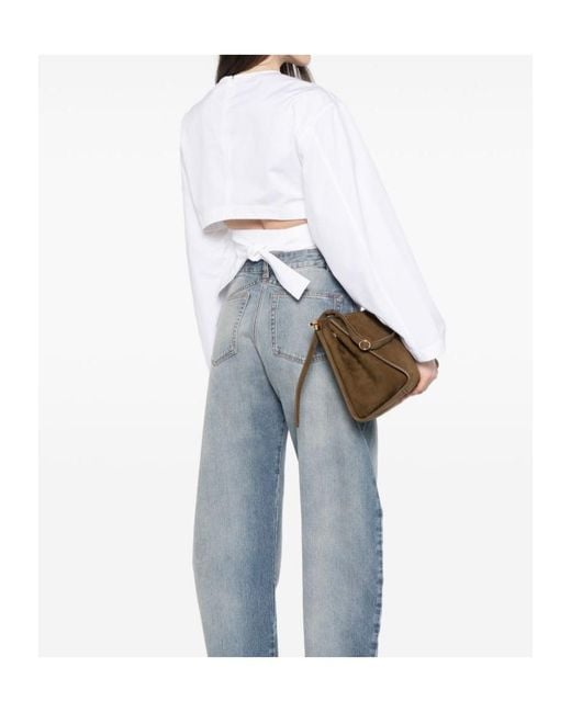 Alaïa White Alaïa Belted Cropped Top