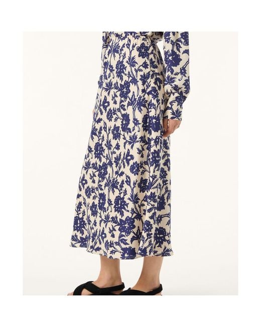 Loro Piana Blue Printed Midi Skirt
