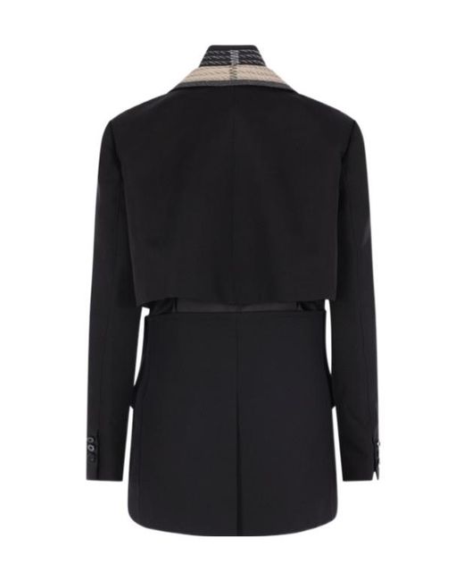 Sacai Black Double-Breasted Blazer