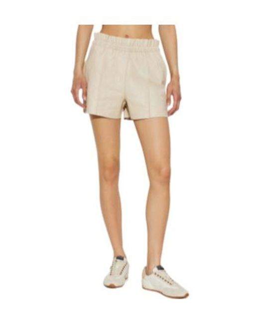 AllSaints Natural Fran High-Rise Leather Shorts