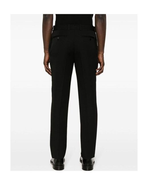 McQueen Black Low-Rise Satin-Trim Tailored Trousers for men