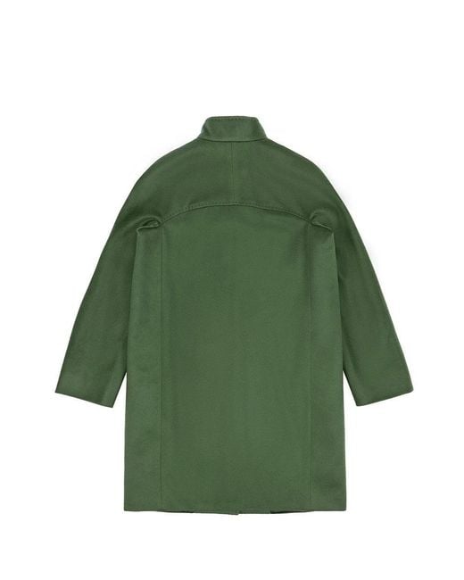 Max Mara Green Logo Long-Sleeved Coat