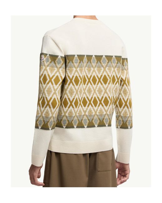 Moncler Natural Rhombus Pattern Wool Sweater for men