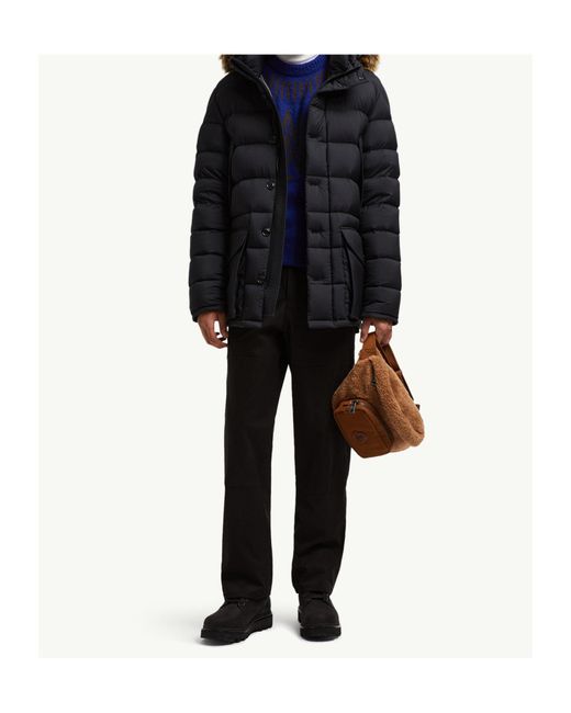 Moncler Black Clunye Hooded Mid-Length Down Jacket for men