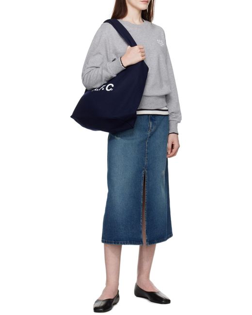 A.P.C. Gray Rue Madame Logo Embroidered Crewneck Sweatshirt