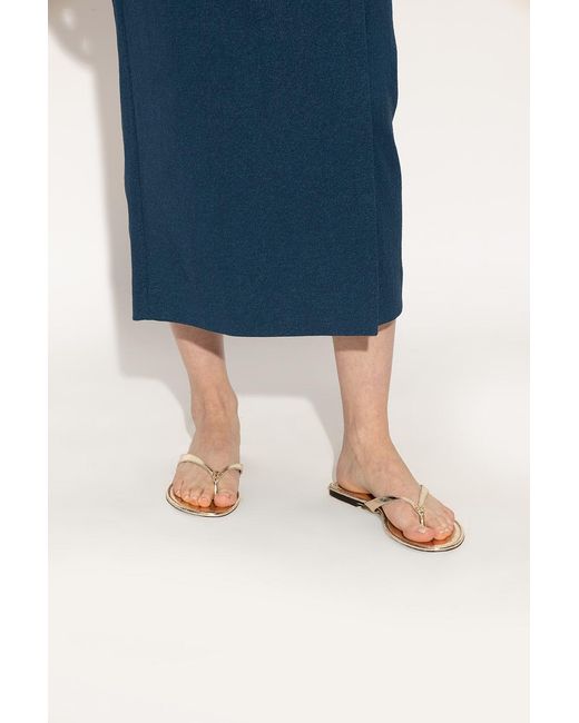 Tory Burch White Logo Detailed Flip Flops