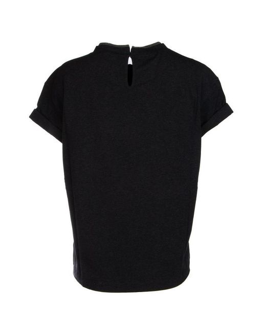 Brunello Cucinelli Black Embellished Crewneck T-Shirt
