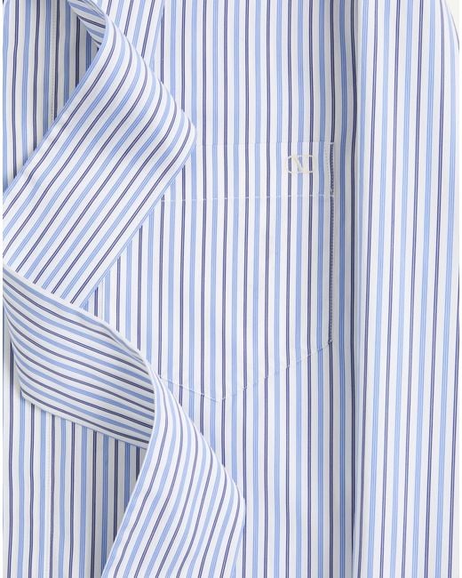 Valentino Blue Striped-Pattern Cotton Shirt for men