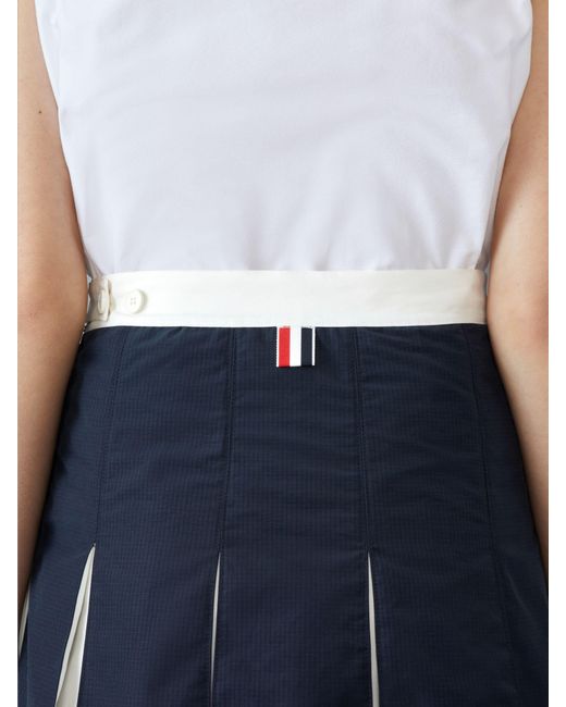 Thom Browne Blue Pleated Ripstop Miniskirt