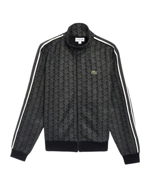 Lacoste Black Paris Jacquard Zip-Up Track Jacket for men
