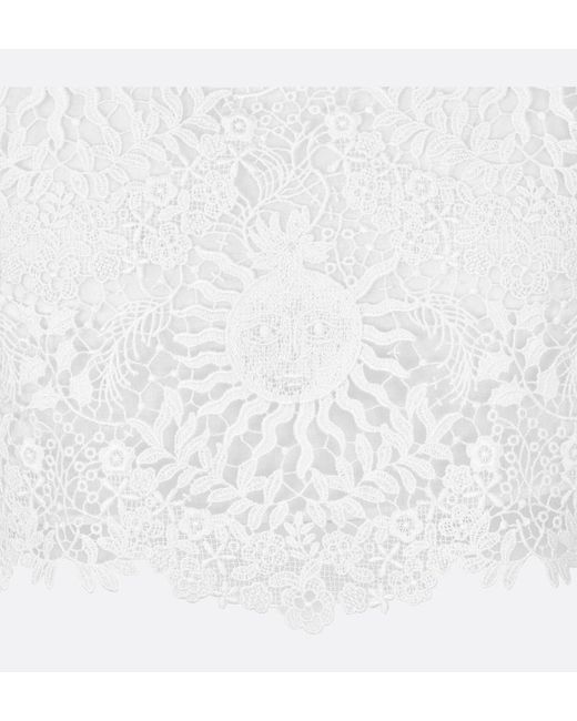 Dior White Christian Lace Detailed Cropped Top