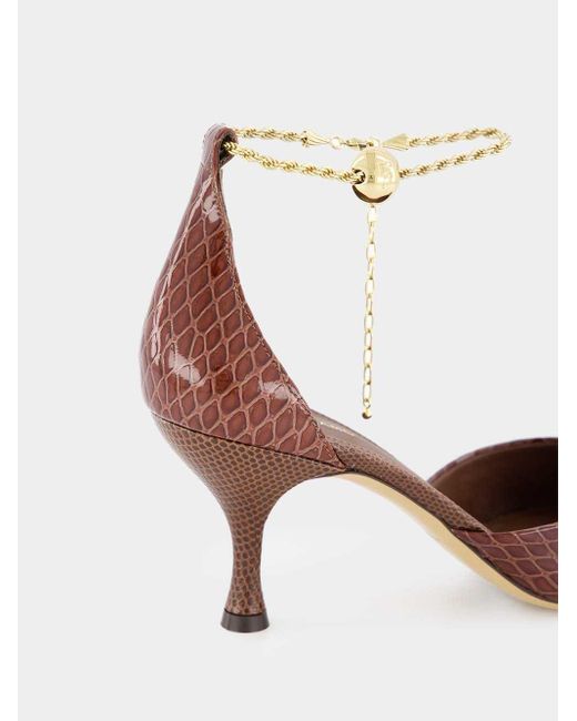 Ferragamo Pink Ferragamo Chain Ankle Strap Pumps