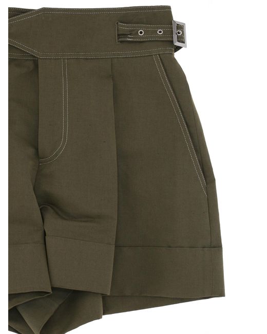 Pt Pantaloni Green Pt Torino Belted Pleated Shorts