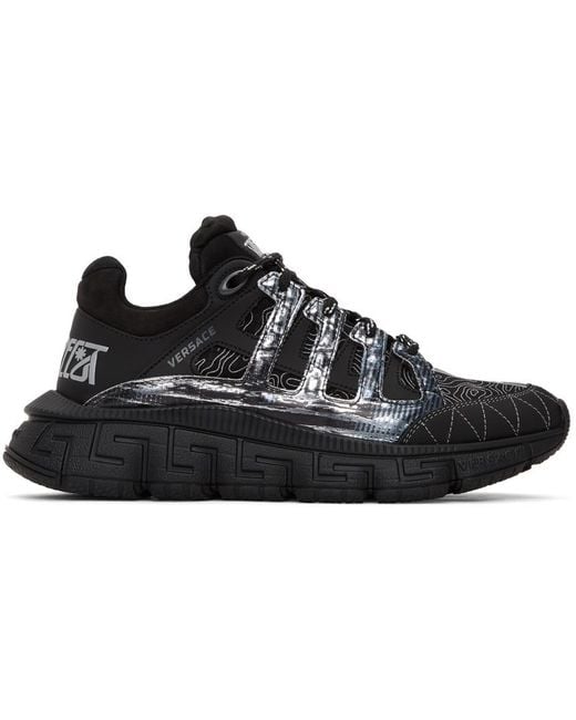 Versace Black Trigreca Lace-Up Sneakers for men