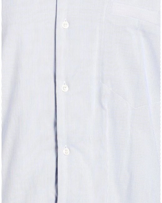 Maison Margiela Blue Fine-Striped Oversized Longline Shirt