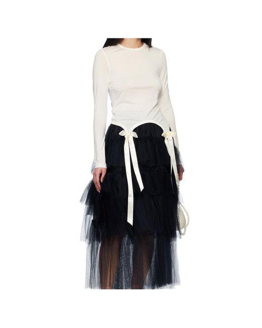 Simone Rocha White Off- Bow Tail Easy T-Shirt