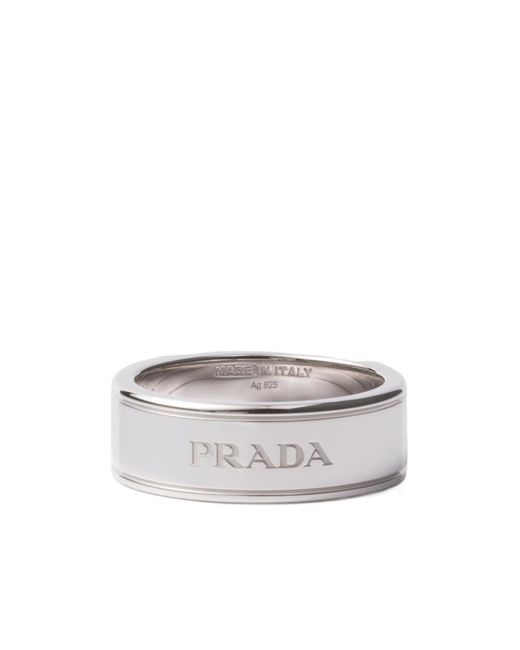 Prada White Logo Jewels Ring for men