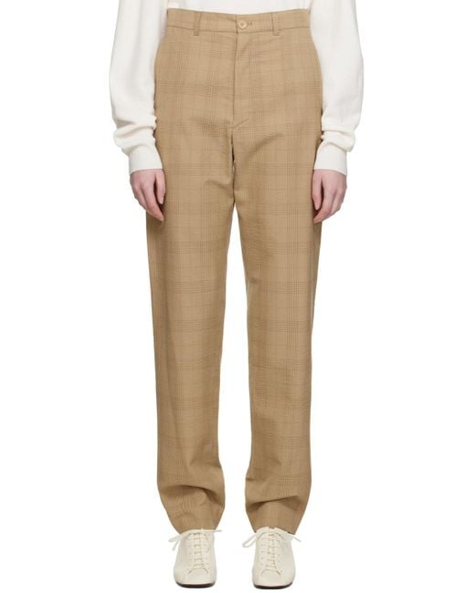 Lemaire Natural Straight-Leg Checked Pants
