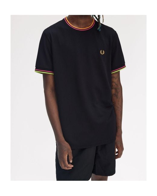 Fred Perry Black Twin Tipped Tennis T-Shirt for men