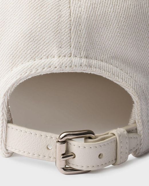 Prada White Denim Baseball Cap for men