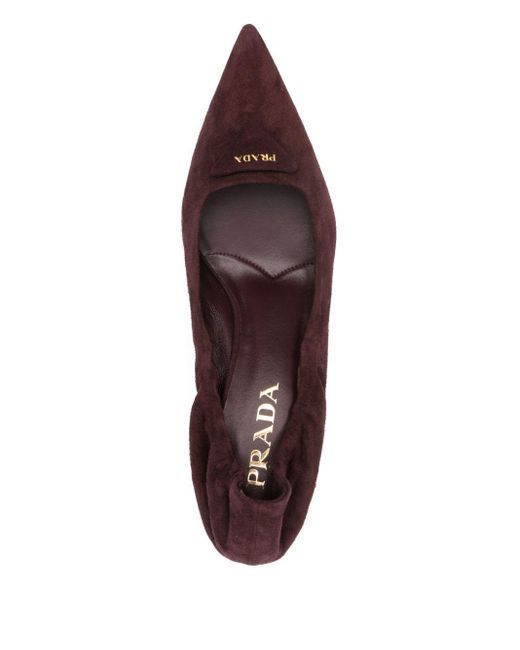 Prada Brown Pointed-Toe Kitten-Heel Pumps