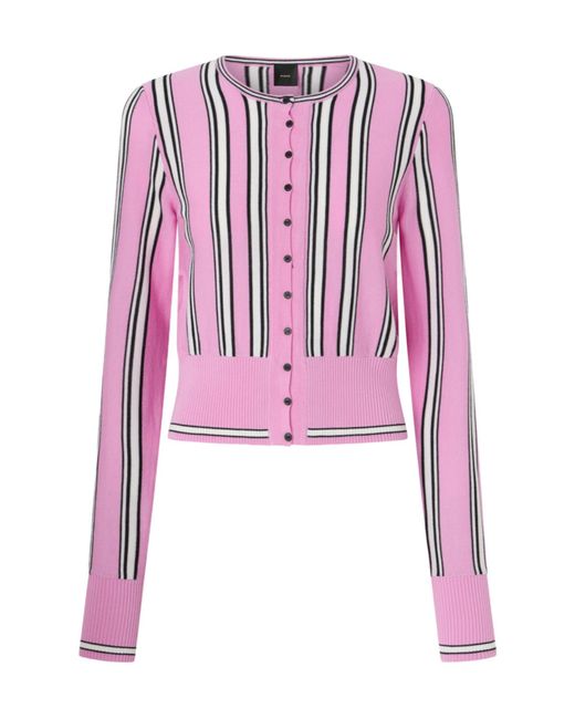 Pinko Pink Striped Buttoned Cardigan