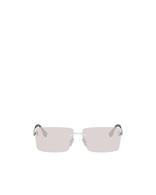 Fendi White Rectangular Sunglasses for men
