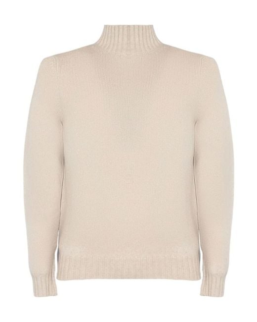 Fedeli Natural Ribbed Turtle Neck Knitwear for men