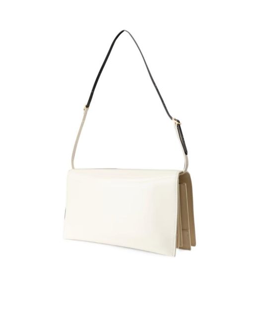Jil Sander White File Medium Leather Shoulder Bag