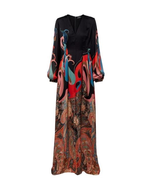 Etro Red Paisley Patterned Silk Dress