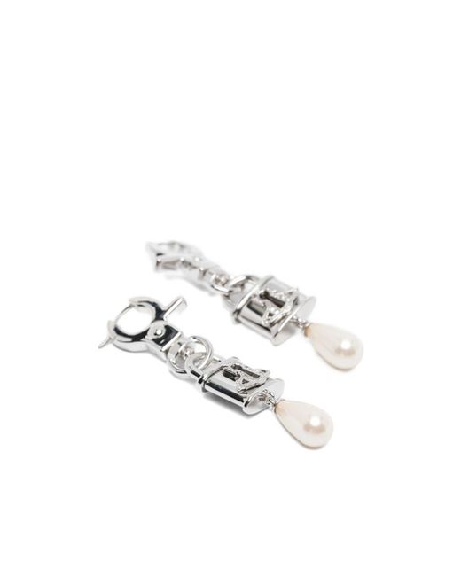 Vivienne Westwood White Small Celestia Orb Padlock Earrings