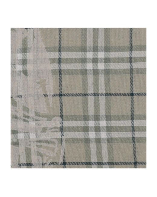 Burberry Gray Checked Frayed-Edeg Scarf for men