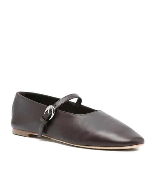 Staud Brown Buckle Flat Ballet Shoes