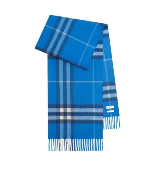 Burberry Blue Check Cashmere Scarf