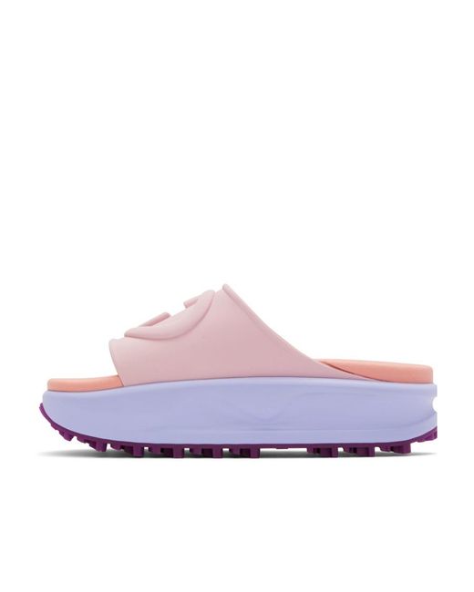 Gucci Purple Logo-Embossed Flatform Slides