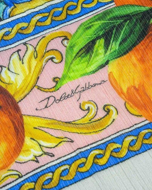 Dolce & Gabbana Blue Printed Silk Scarf