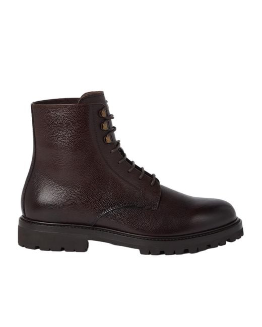 Brunello Cucinelli Brown Leather Ankle Boots for men