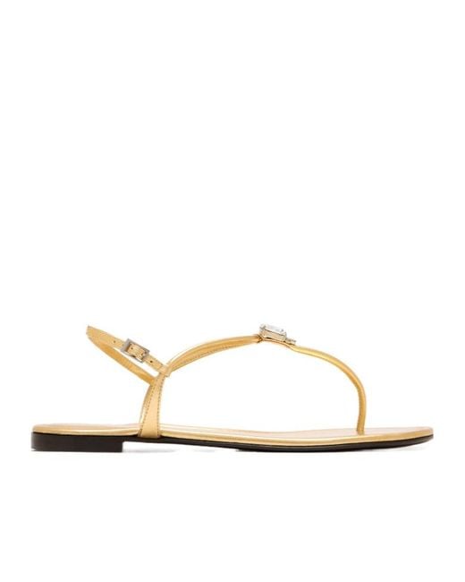 Giuseppe Zanotti White Maeeve Embellished Flat Sandals