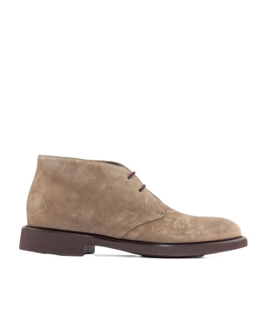 Doucal's Brown Lace-Up Suede Derby Shoes for men