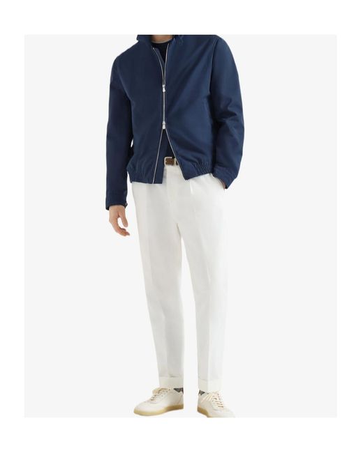 Brunello Cucinelli Blue Water-Resistant Microfiber Outerwear Jacket for men
