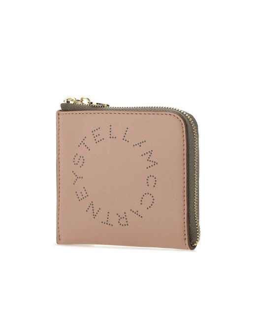 Stella McCartney Natural Logo Perforated Zipped Wallet