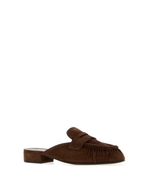 Prada Brown Slingback Mules
