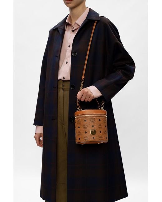 MCM Brown Cylinder Bucket Bag