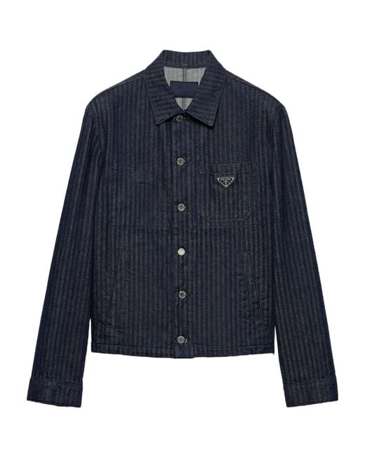 Prada Blue Chevron Denim Jacket for men
