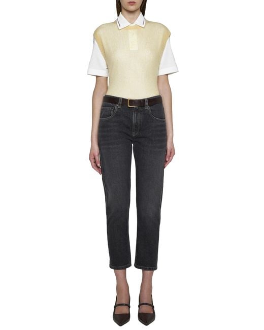 Brunello Cucinelli Natural Crewneck Knitted Sleeveless Top