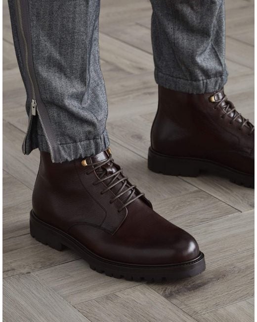 Brunello Cucinelli Brown Leather Ankle Boots for men