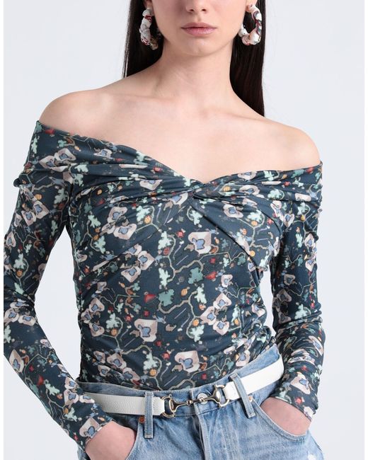 Isabel Marant Blue Off-The-Shoulder Top