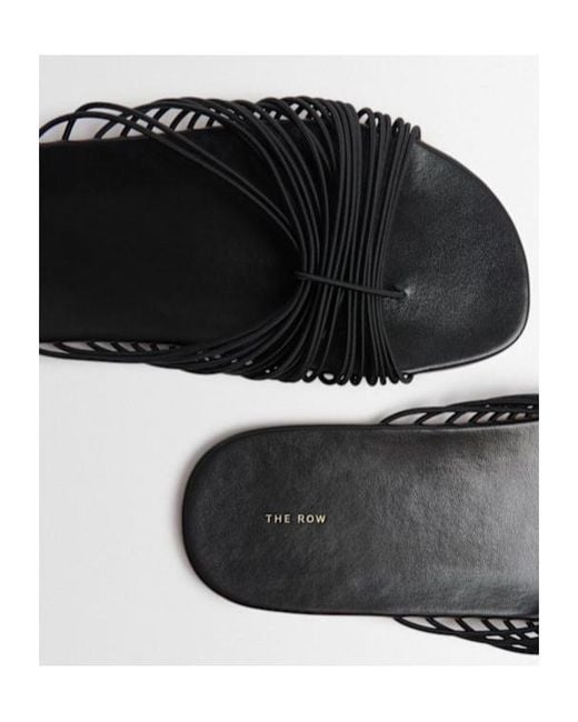 The Row Black Flat Thong Slides