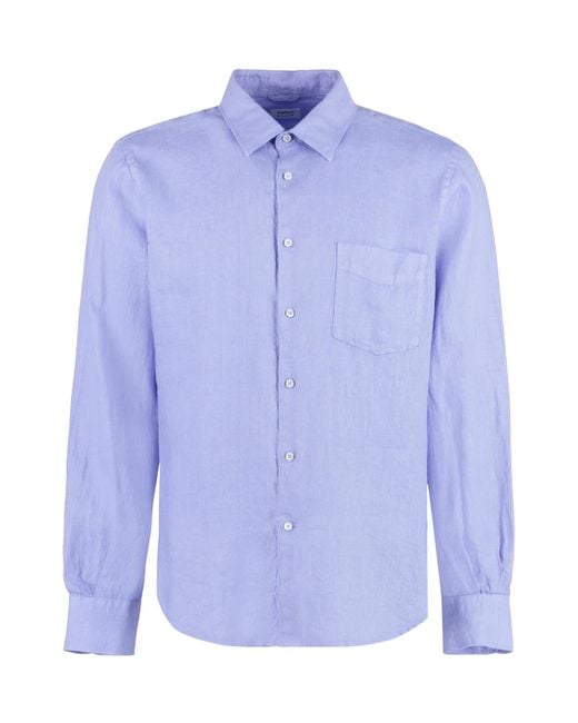 Aspesi Blue Button-Up Long-Sleeved Shirt for men
