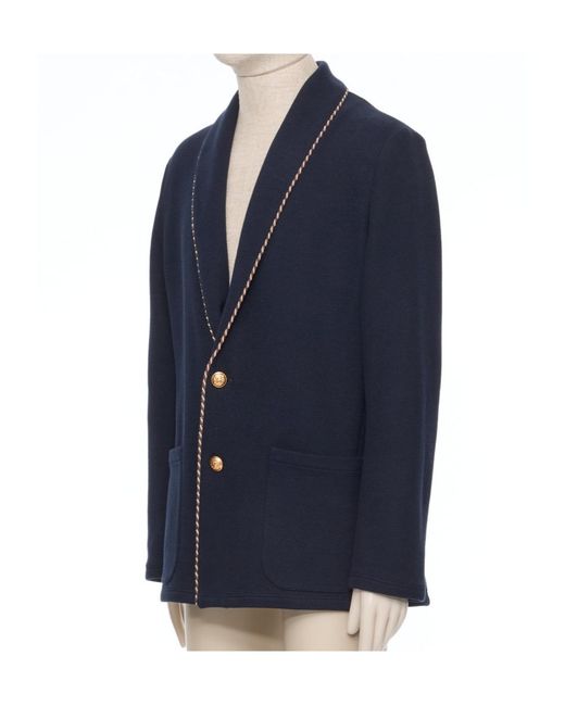 Valentino Blue Collared Long-Sleeved Knit Sweater for men